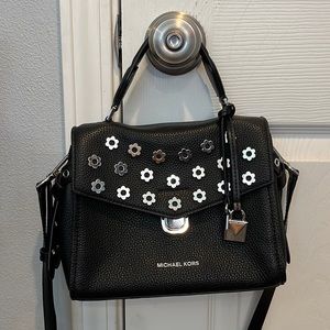 Michael Kors Bristol Flower Metal Studded Leather Crossbody